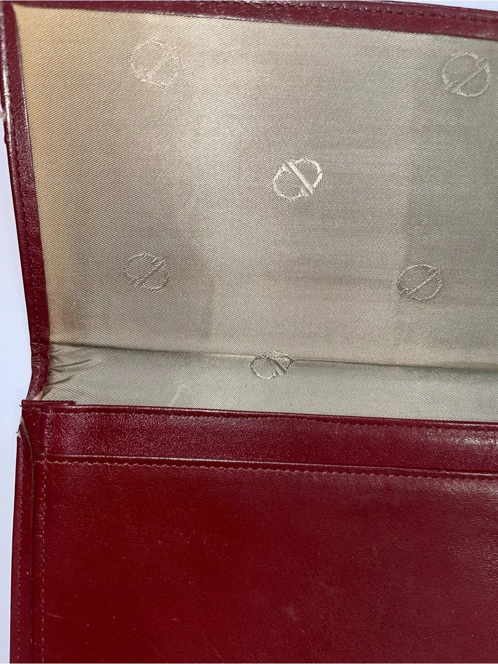 Authentic Vintage Dior Burgundy Embossed Leather Long Wallet